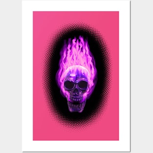 Flaming skull Posters and Art